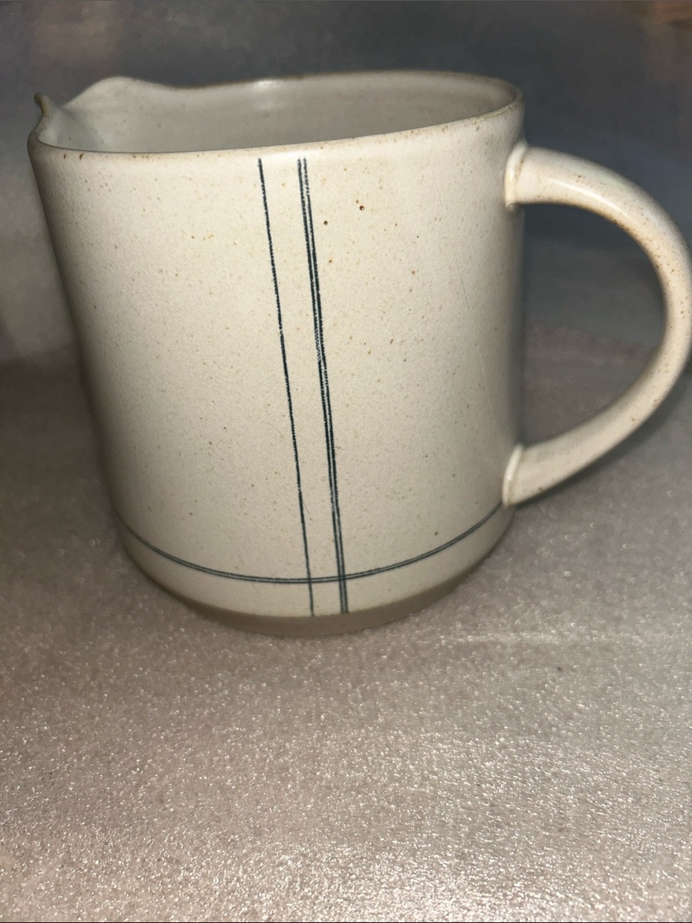 Hearth & Hand Cream Ceramic Pitcher with Thin Blue Stripes